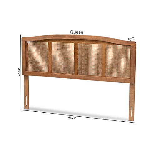 BOWERY HILL Modern Wood Queen Size Headboard with Woven Detailing in Brown BOWERY HILL