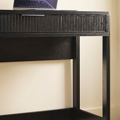 Walker Edison Office Writing and Computer Desk Spacious Desktop, Complementary in Living Spaces, 38 Inch, Reeded Black - WoodArtSupply