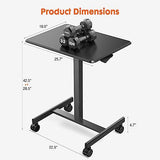 Sweetcrispy Small Mobile Standing Desk, Rolling Laptop Computer Carts, Portable Laptop Desk with Wheels, Adjustable Height Table for Home Office, Black Sweetcrispy