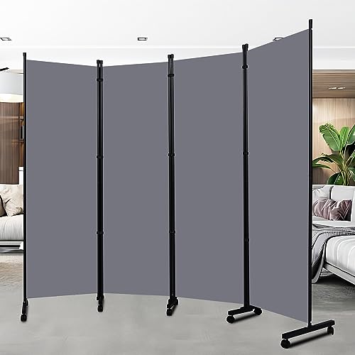 Room Divider Portable 88'' Partition Room Dividers and Folding Privacy Screens 4 Panel Wall Divider for Room Separation，Freestanding Fabric Room Divider Panel with Wheels for Home Office Hospital HOMSCREENER