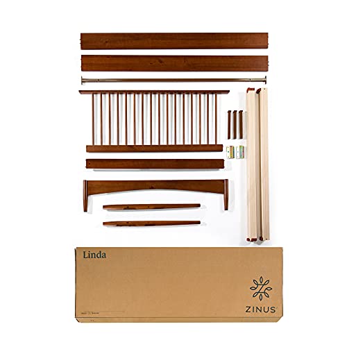 ZINUS Linda Mid Century Brown Wooden Platform Bed Frame - No Box Spring Needed, Easy Assembly, King Size Zinus