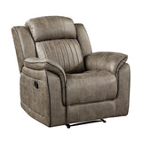 Lexicon Recliner Chair, Home Theater Seating, Manual Polished Microfiber Upholstery Reclining Chair, 39.5" W Recliner, Sandy Brown