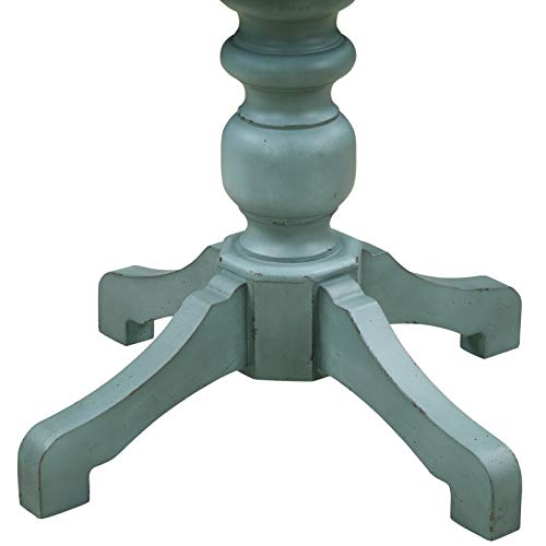 Roundhill Furniture Prato 5-Piece Round Dining Table Set with Cross Back Chairs, Antique Blue and Weathered Walnut Roundhill Furniture