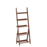 Maydear Bamboo Ladder Shelf Bookcase, 5-Tier Leaning Bookshelf Free Standing Organizer Storage Shelves for Living Room, Bedroom, Kitchen, Home Office, Balcony, Walnut Maydear
