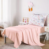 Wake In Cloud - Rainbow Toddler Bedding Set for Girls, Cute Colorful Pastel Rainbow with Clouds, 4 Pieces Soft Crib Bed Set Including Comforter, Sheets and Pillowcase, White Pink Wake In Cloud