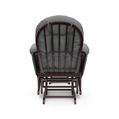 Storkcraft Premium Hoop Glider & Ottoman (Espresso/Gray) — GREENGUARD Gold Certified Nursery Glider, Solid Wood Craftsmanship, Smooth-Gliding Nursery Chair and Ottoman, Award-Winning Storkcraft