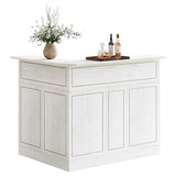 Tribesigns Bar Cabinet, L-Shaped Home Bar Table with Stemware Racks, 4-Tier Corner Bar Unit Liquor Wine Bar Table Reception Desk for Home Pub, White Tribesigns
