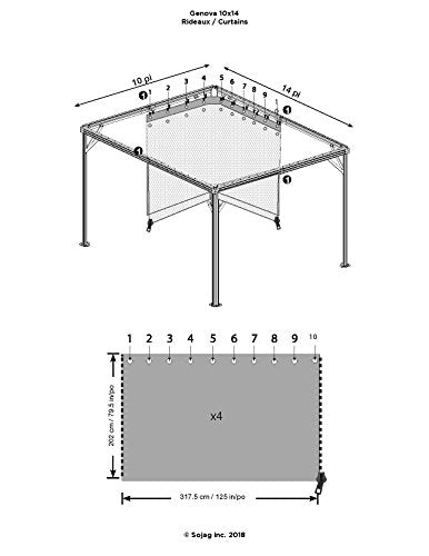 Sojag 135-8163889 Genova Privacy Curtains, 10' x 14', Brown Sojag