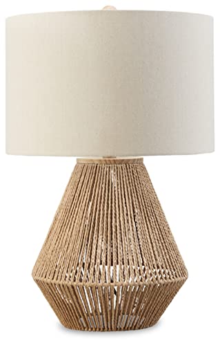 Signature Design by Ashley Clayman Bohemian 23.5" Paper Rope and Wood Table Lamp, Light Brown Signature Design by Ashley