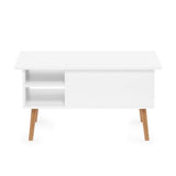 Furinno Jensen Living Room Wooden Leg Lift Top Coffee Table With Hidden Compartment and Side Open Storage Shelf, Solid White Furinno