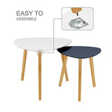 BAMEOS Bamboo Nesting Triangle End Table,Set of 2 Coffee Table Modern Minimalist Side Table for Living Room, Balcony in White & Grey BAMEOS