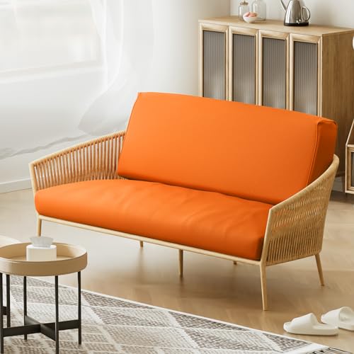 MoNiBloom Twin Futon Cover, Armless Stretch Futon Slipcover Armless Sofa Cover Furniture Protector, Washable Zippered Futon Couch Cover for Adults Kids and Pets, Jackknife Rv Sofa Covers, Pumpkin MoNiBloom