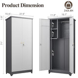 SAFEFEVER Outdoor Metal Storage Cabinet,Garden Storage Cabinet with Waterproof Coating,Waterproof Lockable Storage Cabinets for Garden,Backyard,Lawn,Dark Gray+White SAFEFEVER