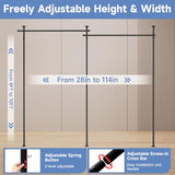 Room Divider Curtain Rod No Drilling Wall Divider for Room Partition, 28-114'' Wide Portable Metal Room Divider Panel Separation Curtain Stand, Heavy Duty No Drill Curtain Rods for Space Separator HOMSCREENER
