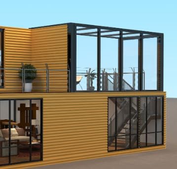 Double Story 6-8 Bedrooms with Balcony Modern 2024 Design. Fully Equipped Bathroom, prefab Container House with Stairs Inside and Terrace. Free Airconditioner (Modern) - WoodArtSupply