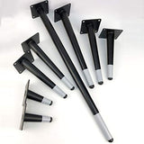 Black Gray Furniture Table Leg,Iron Round Tapered Sofa Legs,Slant Metal Cabinet Feet Furniture Leg Hardware,Replacement for Coffee Table Cupboard Chair,Height 10-72cm,4 Pack (72cm/28.3inch) (Black，gr WoodArtSupply