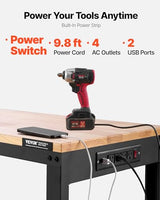 VEVOR Adjustable Workbench, 2000 lbs Capacity, 48 x 20-inch Heavy Duty Work Bench with 28.5-38.3 Inches Height Adjustment, Garage Workbench with Power Outlets, Suitable for Office, Garage, Workshop VEVOR
