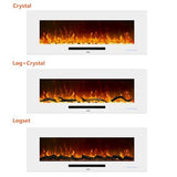 Oxhark Flame 50 inch Electric Fireplace, Recessed & Wall Mounted Fireplace Heater with Remote Control and 750/1500W Thermostat, Multicolor Flame Combinations, Logs & Crystal, White Oxhark Flame