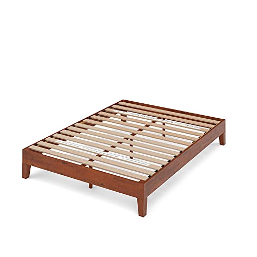 ZINUS Wen Deluxe Cherry Wood Platform Bed Frame - Sturdy, Stylish, No Box Spring Needed - WoodArtSupply