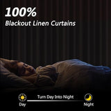 Cream Linen Blackout Curtains 108 Inch Length 2 Panels Set for Living Room Bedroom Back Tab Thermal Insulated 100% Black Out Linen Drapes Room Darkening Window Curtains 108 Inches Long Ivory Natural Guken