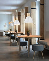 ELYONA Modern Pendant Light Fixtures, 10.2” Hammered Metal & Rubber Wood Island Hanging Lamp, Adjustable Height, Pendant Lighting for Kitchen,Farmhouse Bar,Dining Room,Bedroom, Nordic White ELYONA