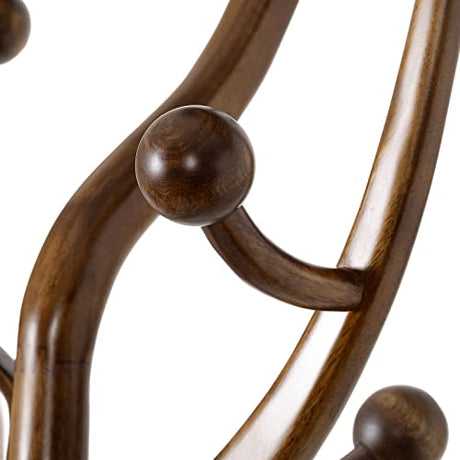 Coat Rack Freestanding Wood Tree Rack with 8 Hooks, Creative Design Tree Branch-look, Coat Tree Clothes Hanger Stand with Stable Sphere Base for Entryway, Hallway, Bedroom - Load 160lbs (Walnut Brown) Bekrvio