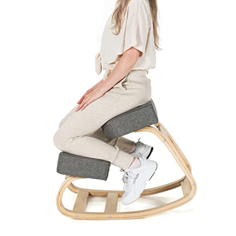 Giantex Kneeling Chair, Wood Posture Chair, Max Load 330 Lbs, Rocking Knee Chair with Soft Cushion, Natural Relief for Back, Shoulder or Neck Pain, Ergonomic Kneeling Chair for Office Home Giantex