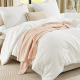 WRENSONGE Queen Comforter Set - 3 Pieces Prewashed White Comforter Soft Lightweight Bedding for All Seasons, Fluffy Down Alternative Comforter Queen Size with 2 Pillow Shams WRENSONGE
