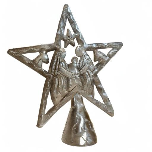 Vineworks Christmas Tree Topper (Star Tree Topper) for Christmas Decorations - Nativity | Haitian Steel Metal Drum Art