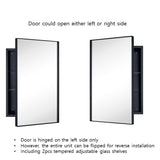 TEHOME Recessed Mount 16x26'' Squared Rectangle Matt Black Bathroom Medicine Cabinet with Mirror Black Metal Framed Rectanglular Medicine Cabinet 2 Adjustable Glass Shelves TEHOME