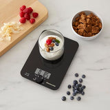 KitchenAid KQ914BA Digital Glass Top Kitchen and Food Scale, 11 lb Capacity, Measures Liquid & Dry Ingredients, Rotating Knob, Precise Results for Baking, Cooking, Keto and Meal Prep, Tare, Black KitchenAid