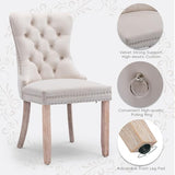 SoarTalent Velvet Upholstered Dining Chairs Set of 2, Modern Style Kitchen Side Chairs with Nailhead Trim and Wood Legs,Metal Pulling Ring for Dining Room Living Room(Beige,Set of 2) SoarTalent