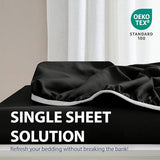 Cathay Home Luxury Wrinkle And Fade Resistant Double Brushed Ultra Soft Microfiber 14-inch Standard Pocket Single Fitted Sheet, Black, Twin Cathay Home