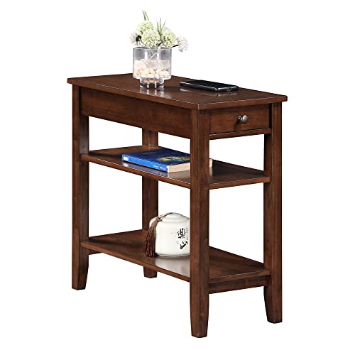 Convenience Concepts American Heritage Chairside End Table with Drawer 23.5" - Classic Living Room Table with Storage Shelf, Bedroom Nightstand, Espresso Convenience Concepts