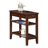 Convenience Concepts American Heritage Chairside End Table with Drawer 23.5" - Classic Living Room Table with Storage Shelf, Bedroom Nightstand, Espresso Convenience Concepts