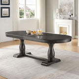 94.06" Extendable Dining Table for 6 8 10, Oval Solid Wood Large Long Kitchen Dining Room Table, Mid Century Modern Farmhouse Dinette Tables for Eating Dinner, Black Brown SCANORDIC