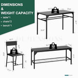 Shintenchi Kitchen Table Chairs Set of 4, Dining Table Set for 4 with Bench and Chairs, 4 Pieces Kitchen Table Set with Storage Rack & Metal Frame for Small Space, Black Shintenchi
