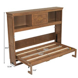 Harper & Bright Designs Twin Size Murphy Bed with Storage Drawer, Open Cabinets and Charging Station, Wood Color Harper & Bright Designs