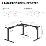 SANODESK Electric Height Adjustable 3-Leg L Shaped Standing Desk Frame, Support up to 220lbs, Sit Stand Ergonomic L Desk Frame Only, Black SANODESK