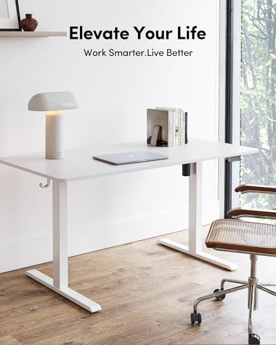 FEZIBO Electric Standing Desk Adjustable Height, 40 x 24 Inch Sit and Stand Desk, Home Office Desk, Ergonomic Workstation Computer Desk, White FEZIBO