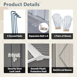 YOPTO 12x14FT Outdoor Storage Shed Metal Shed W/Floor Frame,Garden Tool House W/ 4 Air Vents,Lockable Double Doors & Sloped Roof,for Patio,Lawn,Backyard,Light Gray YOPTO