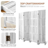 Asnefeli Wood Room Divider 4 Panel, 5.6 FT Tall Room Divider and Folding Privacy Screen, Partition Divider for Room Separation, Wooden Wall Divider Screen for Home Office Bedroom (Retro White) Asnefeli