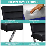 Naomi Home Zoe Futon Sofa Bed, Black Faux Leather, 3-Position Convertible, Space-Saving, 68.9" W Naomi Home