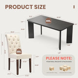 MALOL 9-Piece Rectangular Dining Table Set for 8, 63" Industrial Kitchen Table with 8 Tufted Parsons Dinner Chairs for Dining Room, Kitchen, Living Room, Black+Beige MALOL
