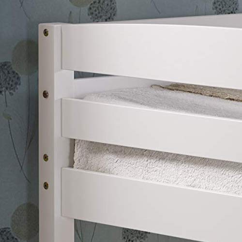 Camaflexi Tribeca Solid Wood Low Loft Bed Frame / 14 Wood Slats and 2 Center Supports / No Box Spring Necessary / Easy Assembly / Full - White, T1303F Camaflexi