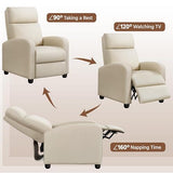 Yaheetech Modern Fabric Recliner Chair Sofa Adjustable Single Sofa with Thicker Seat Cushion and Backrest for Living Room Home Theater, Beige