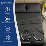 DREAMCARE Queen Sheet Set – 4 pcs Cooling Sheets – up to 21” Deep Pocket Queen Sheets – Hotel Luxury Sheets & Pillowcases – Superior Softness 100% Fine Microfiber with Side Pocket – Gray DREAMCARE