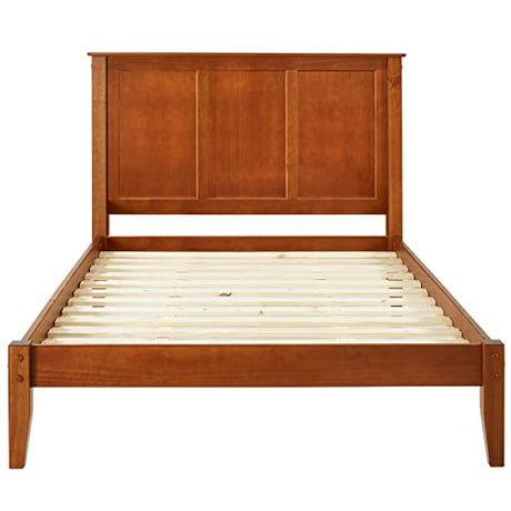 Camaflexi Shaker Style Queen Platform Bed in Cherry - Solid Wood with Slatted Foundation, No Box Spring Needed Camaflexi