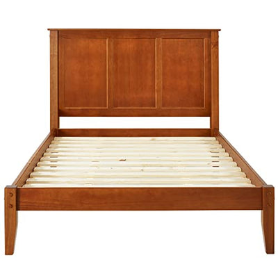 Camaflexi Shaker Style Queen Platform Bed in Cherry - Solid Wood with Slatted Foundation, No Box Spring Needed
