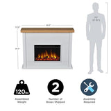 Real Flame Marshall 49" Slim Electric Fireplace with Mantel for Living Room or Bedroom, Replaceable Fireplace Insert Heater, Realistic Log and Flame Effect, Remote Control, White Real Flame